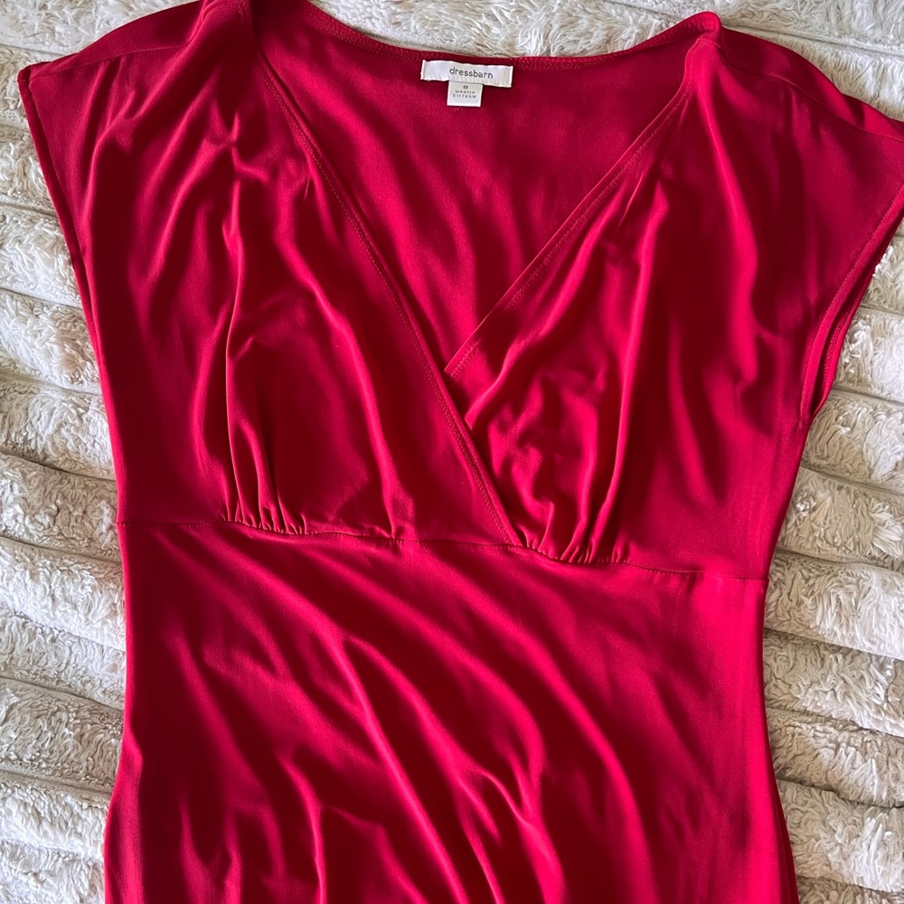 Dressbarn Vibrant Red V-Neck Dress